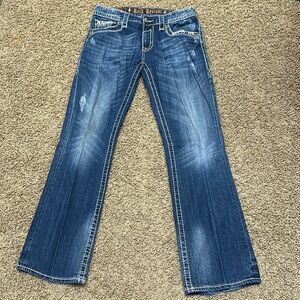 Men’s sz 34 x 33 long Rock Revival Dustin boot jean